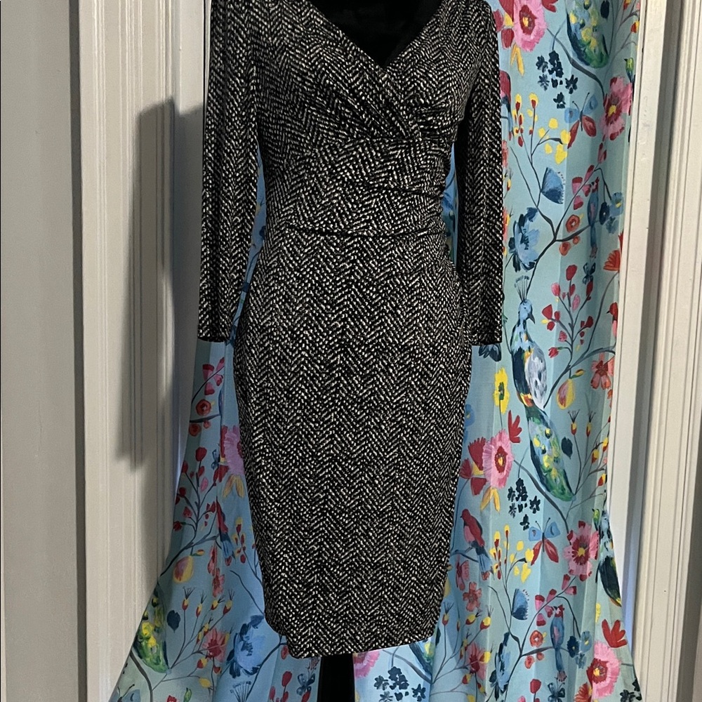 Anne Klein Black and White Long Sleeve Dress